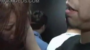 Asian porn in the elevator cum