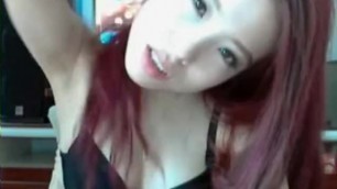 Redhead Webcam Asian in Sexy Black Lingerie