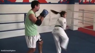 Asian Girl Teakwond Face Kick (Hana Beatdown)