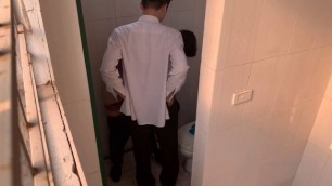 Asian Jock Fucks Friend in Public Bathroom