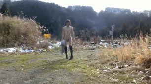 Mature Asian CD Forced Outdoor Pissing