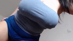 Brunette loves her monster big tits