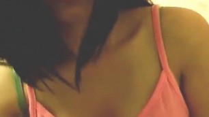 Petite Dark Haired Asian Teen With Small Tits Masturbates Her Hairy Pussy On The Bathroom Floor
