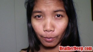 HEATHERDEEP.COM 15 week pregnant thai teen asian super horny gives deepthroat and throatpie