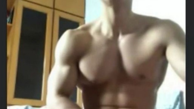 asian Muscle Hunk guy masturbating on cam