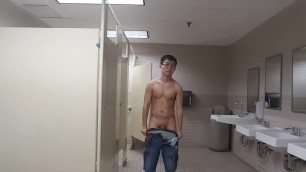 Asian Twink Strips Naked in Public Bathroom Porn Videos